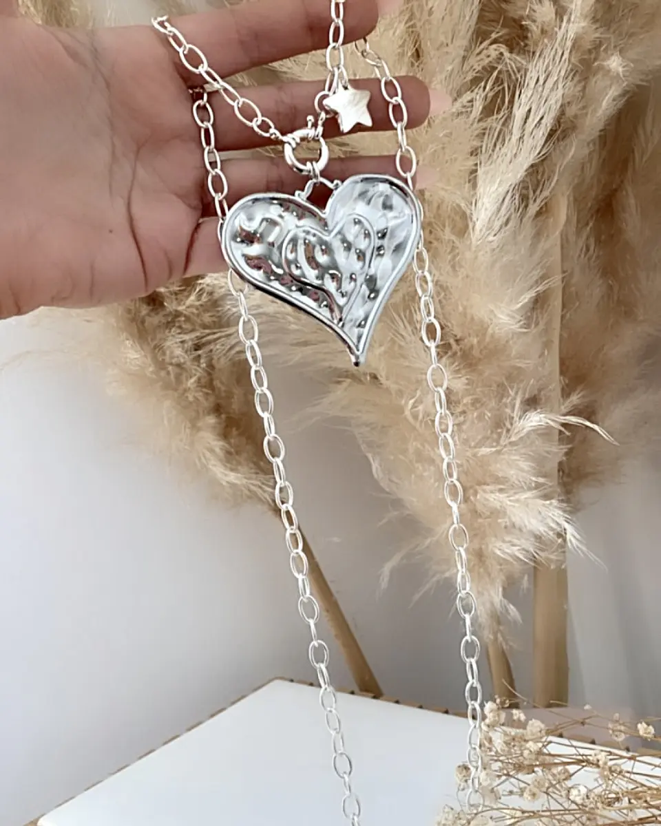 Colla XL Maxi Corazon Silver con Estrellita lateral  4