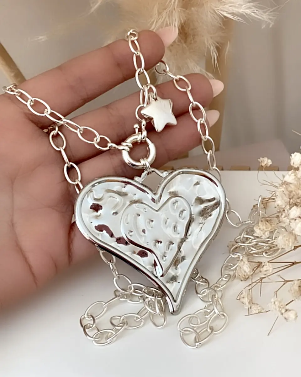 Colla XL Maxi Corazon Silver con Estrellita lateral  6