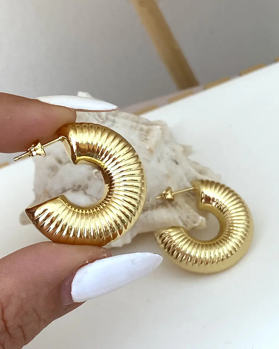 Argollas Texturadas Gold  2