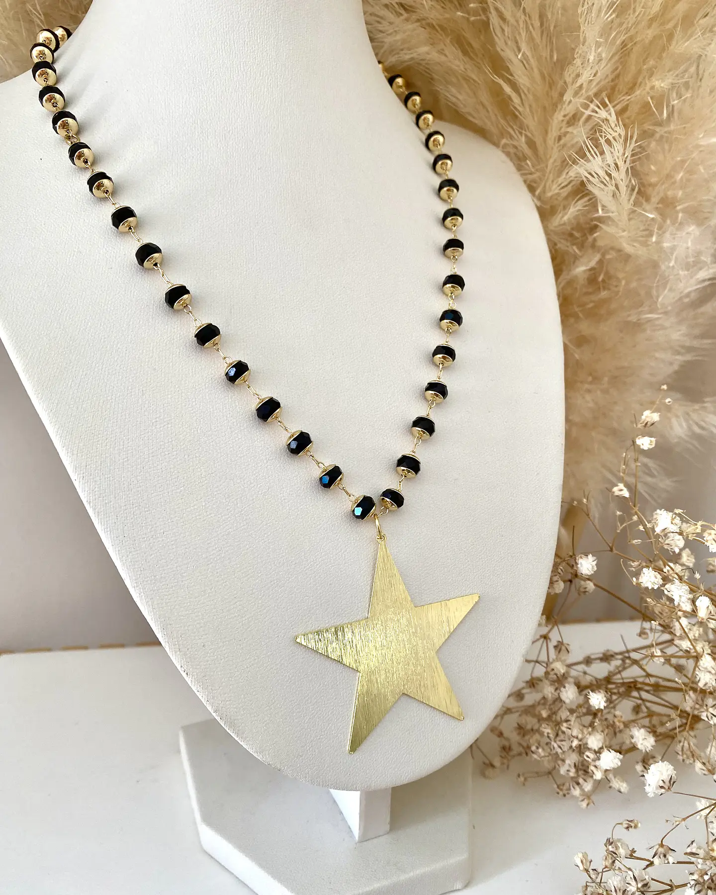 Collar Maxi Estrella Gold eslabones cristal black 3