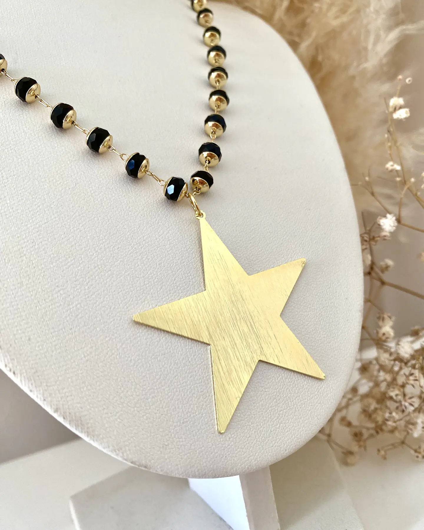 Collar Maxi Estrella Gold eslabones cristal black 5