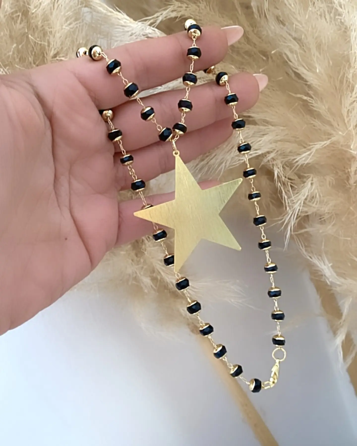 Collar Maxi Estrella Gold eslabones cristal black 6