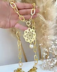 Collar XL Maxi Mandala Perla eslabones martillados gold - Miniatura 4