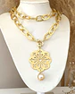 Collar XL Maxi Mandala Perla eslabones martillados gold - Miniatura 5
