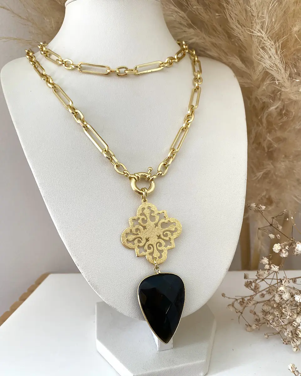 Collar XL Mandala y Onyx Gold 3