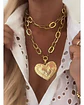 Collar XL maxi Corazon Lía  eslabones martillados gold - Miniatura 1