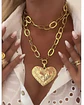 Collar XL maxi Corazon Lía  eslabones martillados gold - Miniatura 2