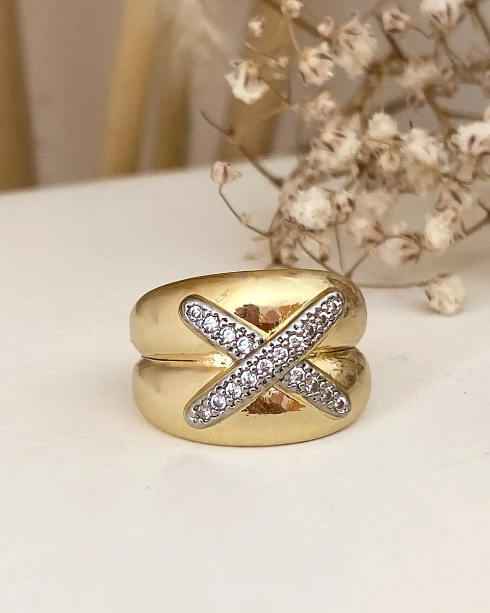 Anillo X Doble Circones Gold  3
