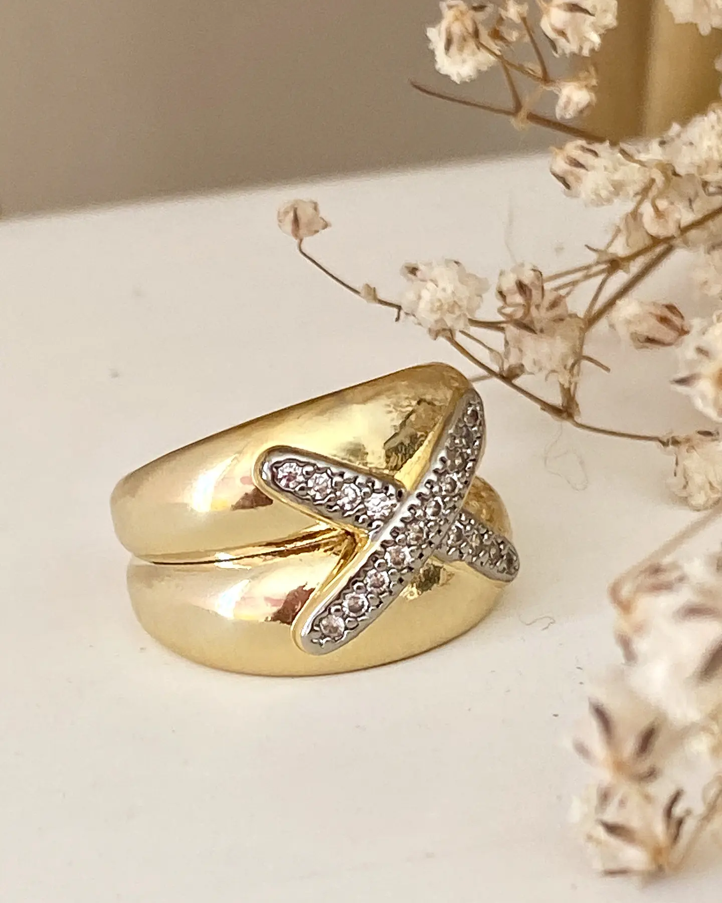 Anillo X Doble Circones Gold  2