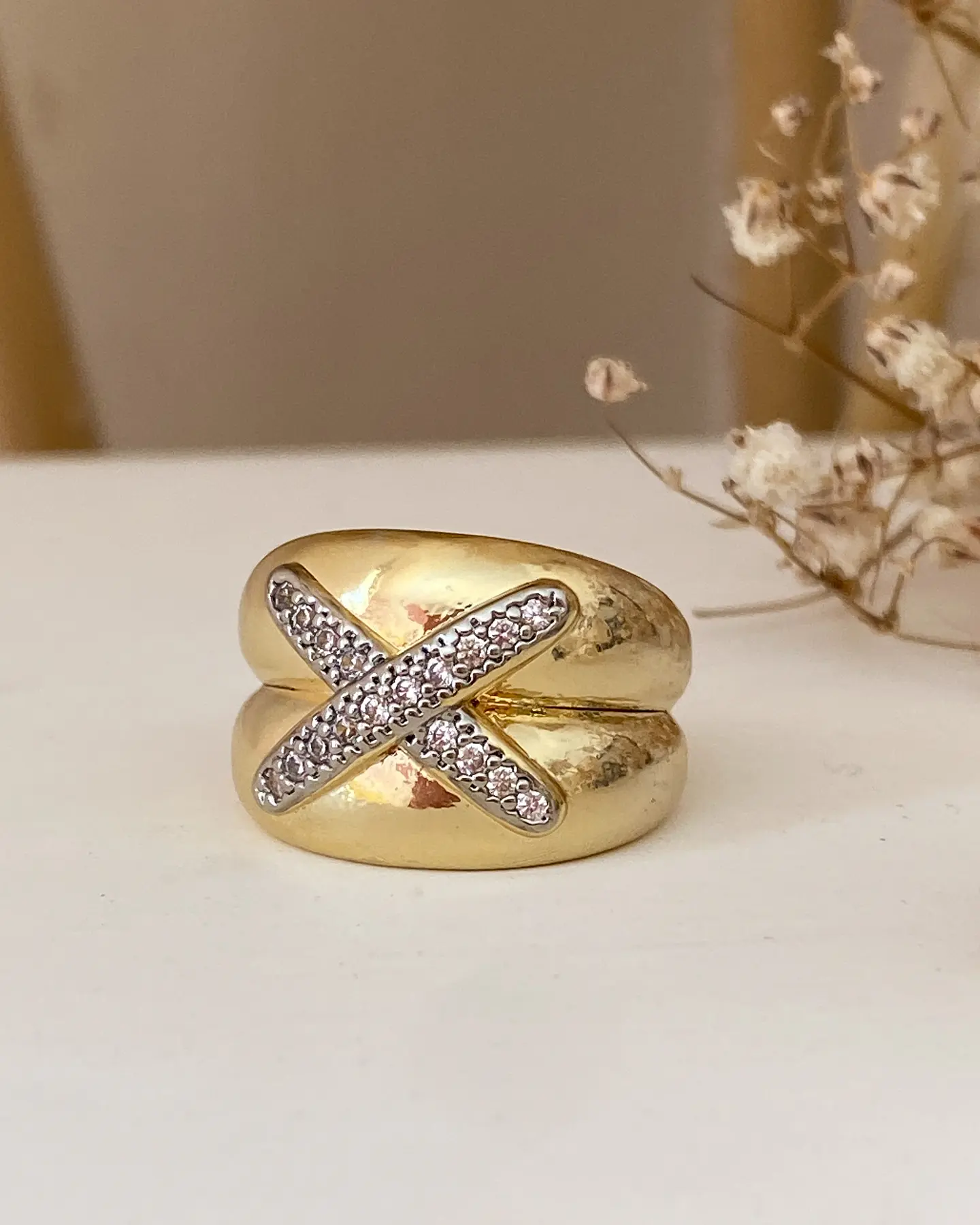 Anillo X Doble Circones Gold  4