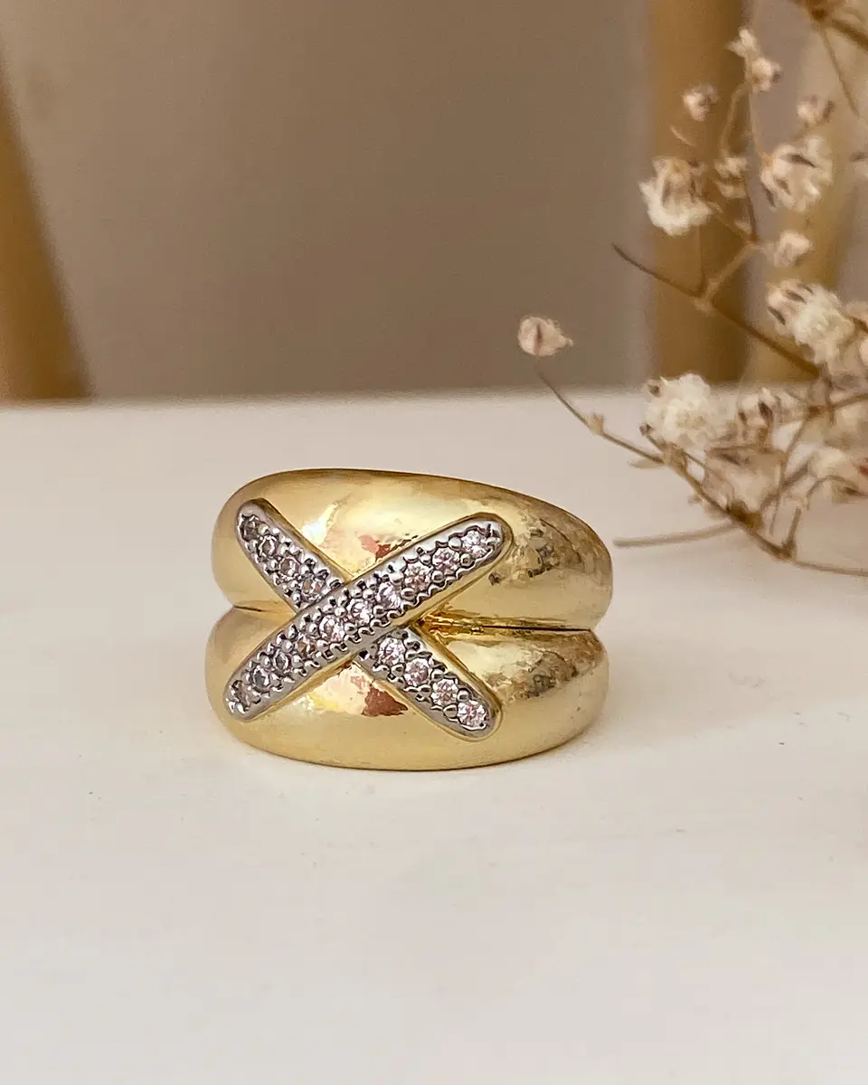 Anillo X Doble Circones Gold  4