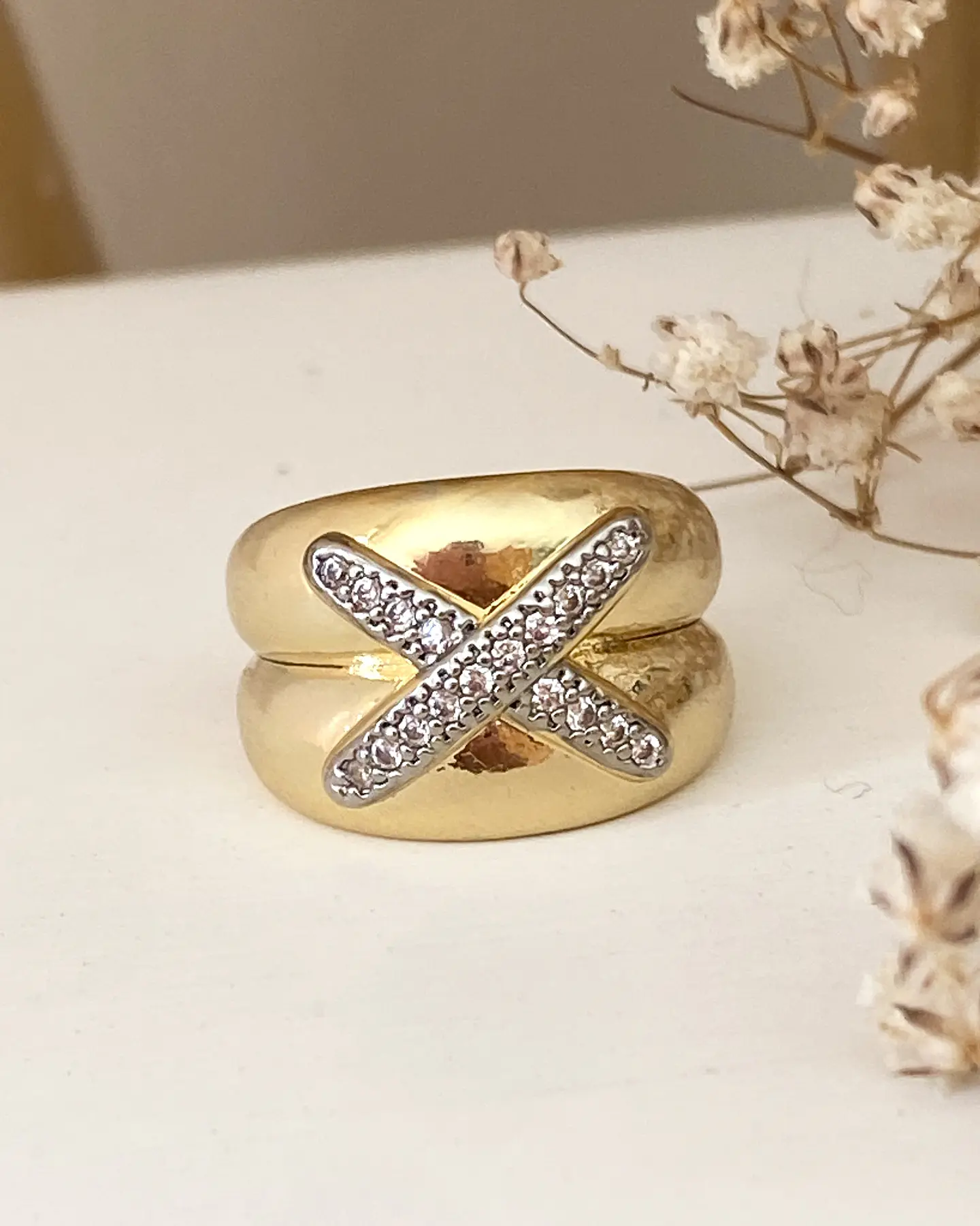 Anillo X Doble Circones Gold  1