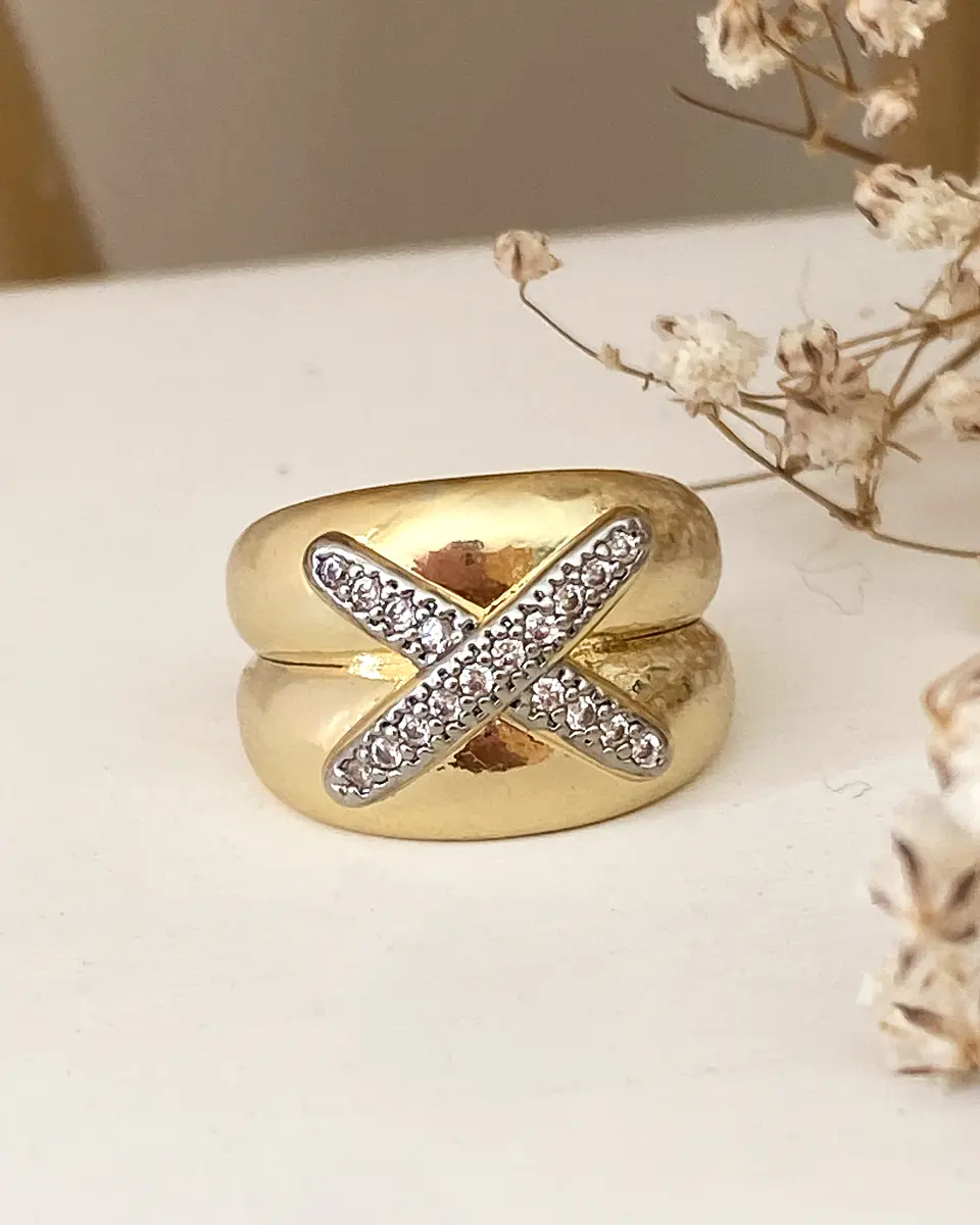 Anillo X Doble Circones Gold  1