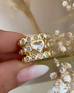 Maxi Anillo Triple Banda Circones Corazón Cristal Gold - Miniatura 5