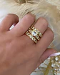 Maxi Anillo Triple Banda Circones Corazón Cristal Gold - Miniatura 1