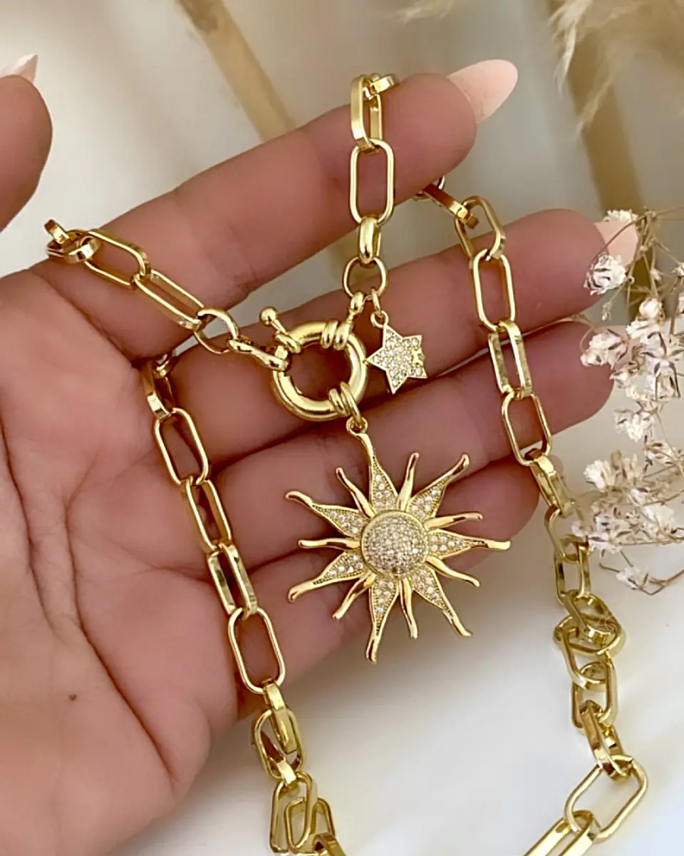 Collar Sol Circones Punto de luz Gold 7