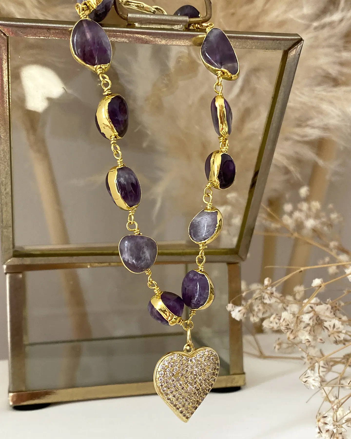 Pulsera amatistas Corazón pequeño Circones gold 2
