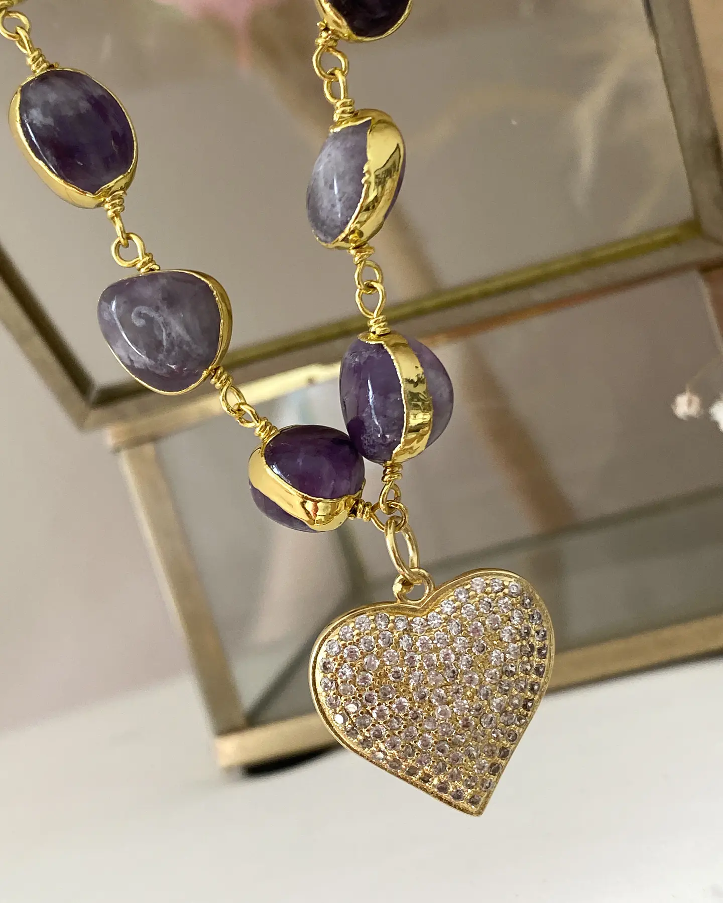 Pulsera amatistas Corazón pequeño Circones gold 3