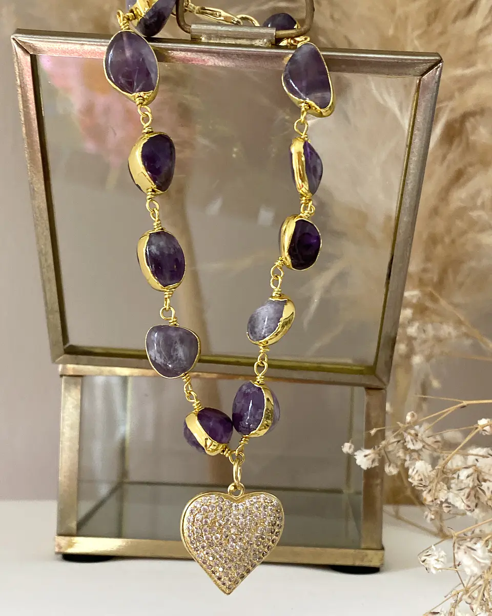 Pulsera amatistas Corazón pequeño Circones gold 5