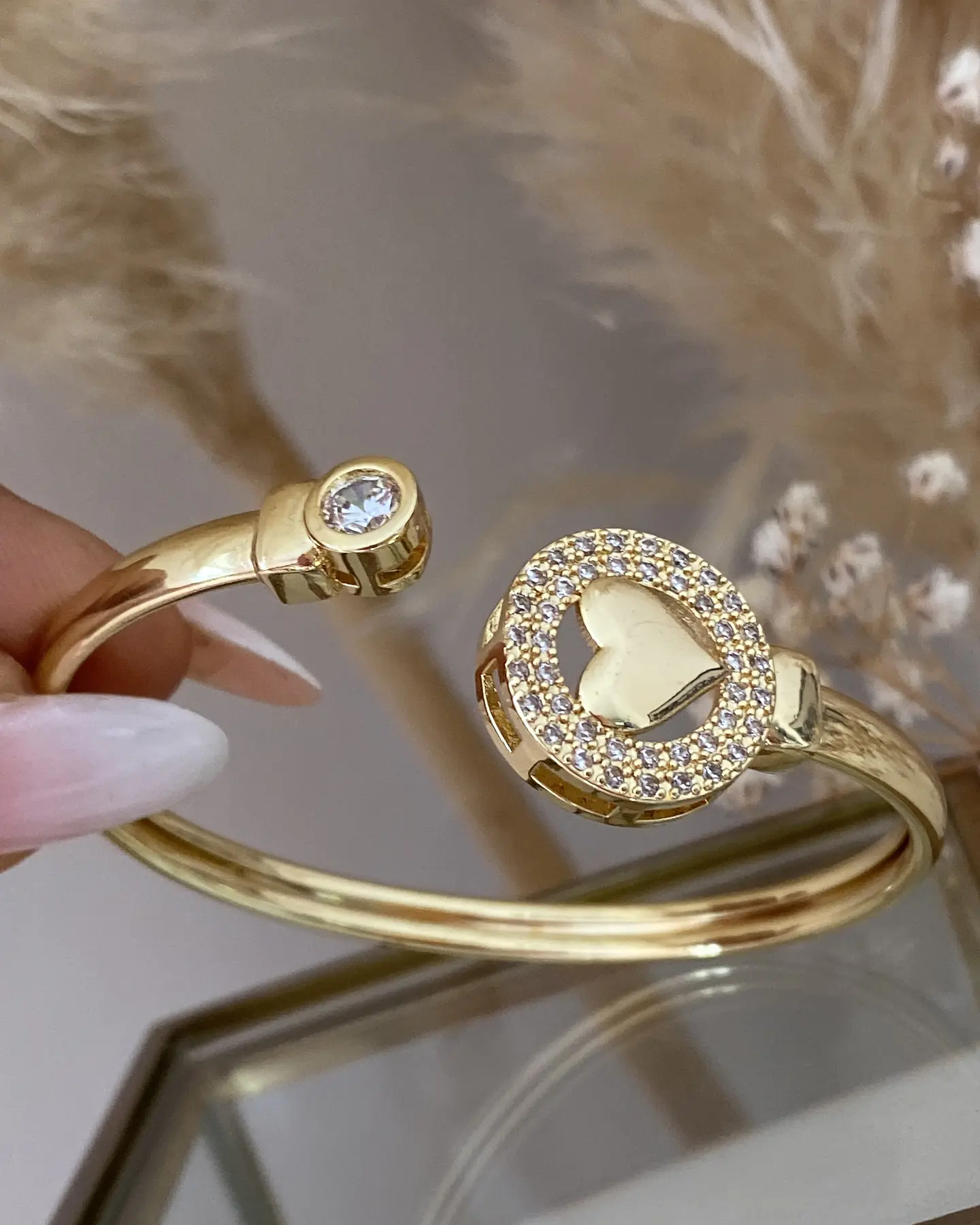 Pulsera Esclava Corazón punto de luz Gold 2
