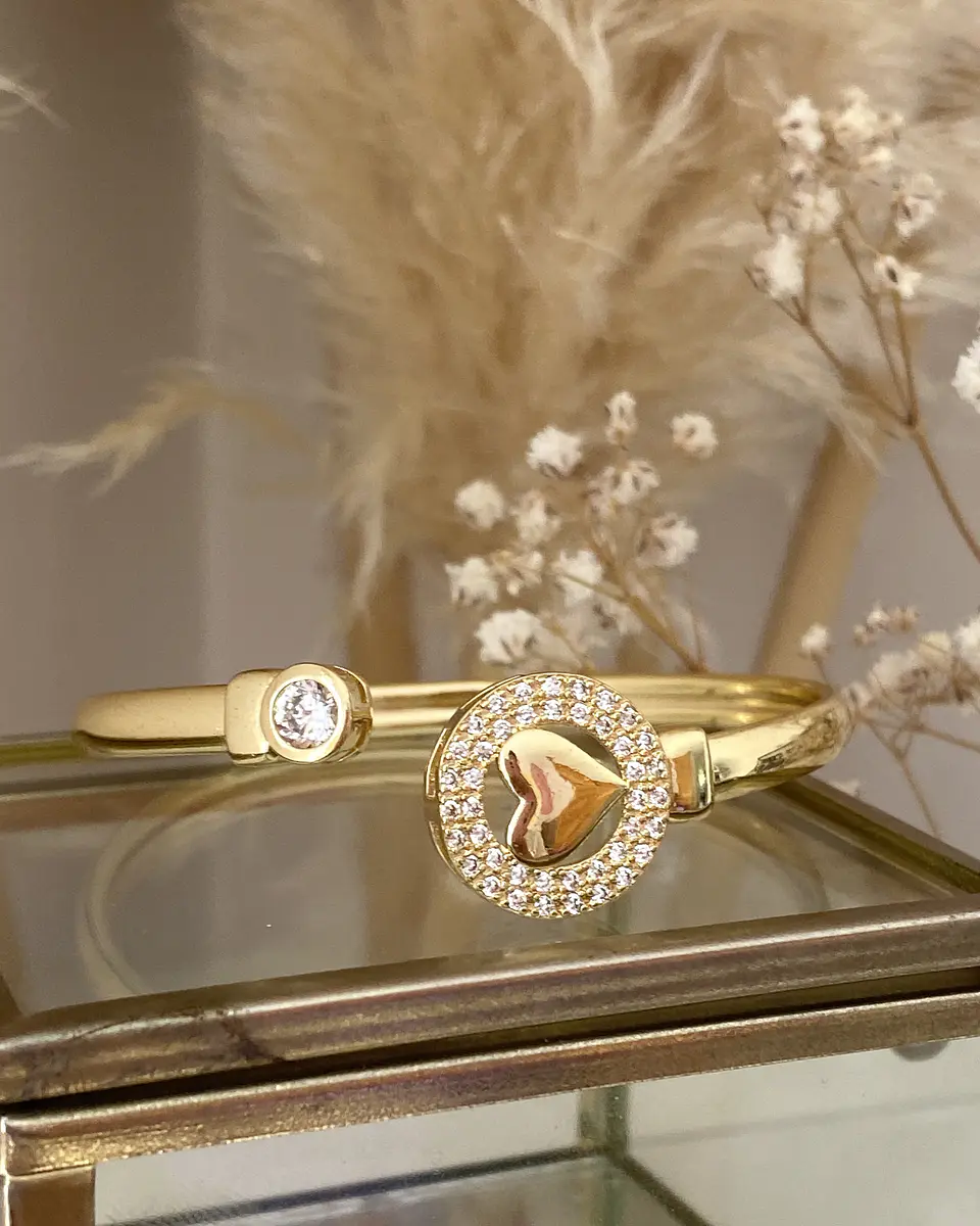 Pulsera Esclava Corazón punto de luz Gold 3