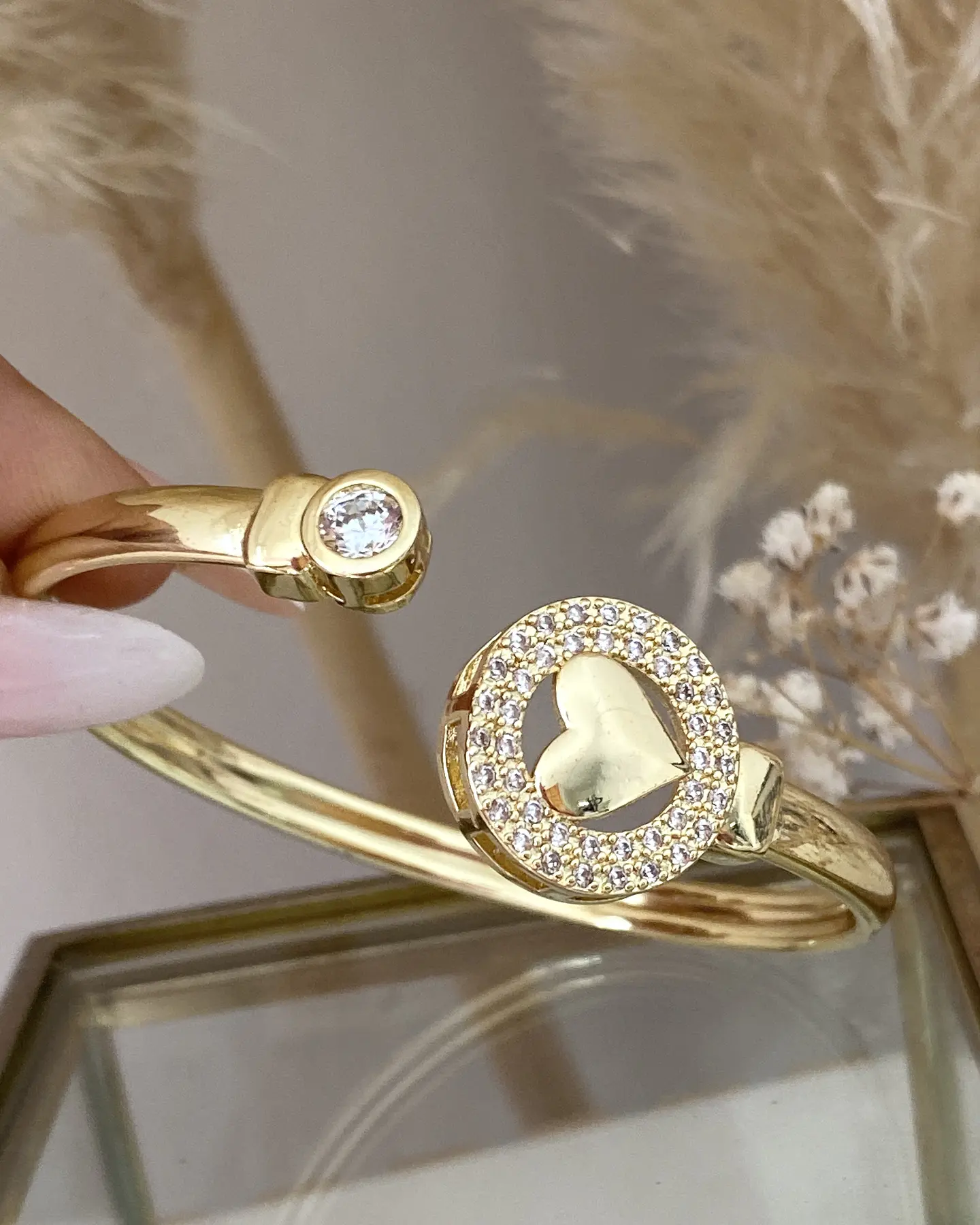 Pulsera Esclava Corazón punto de luz Gold 4