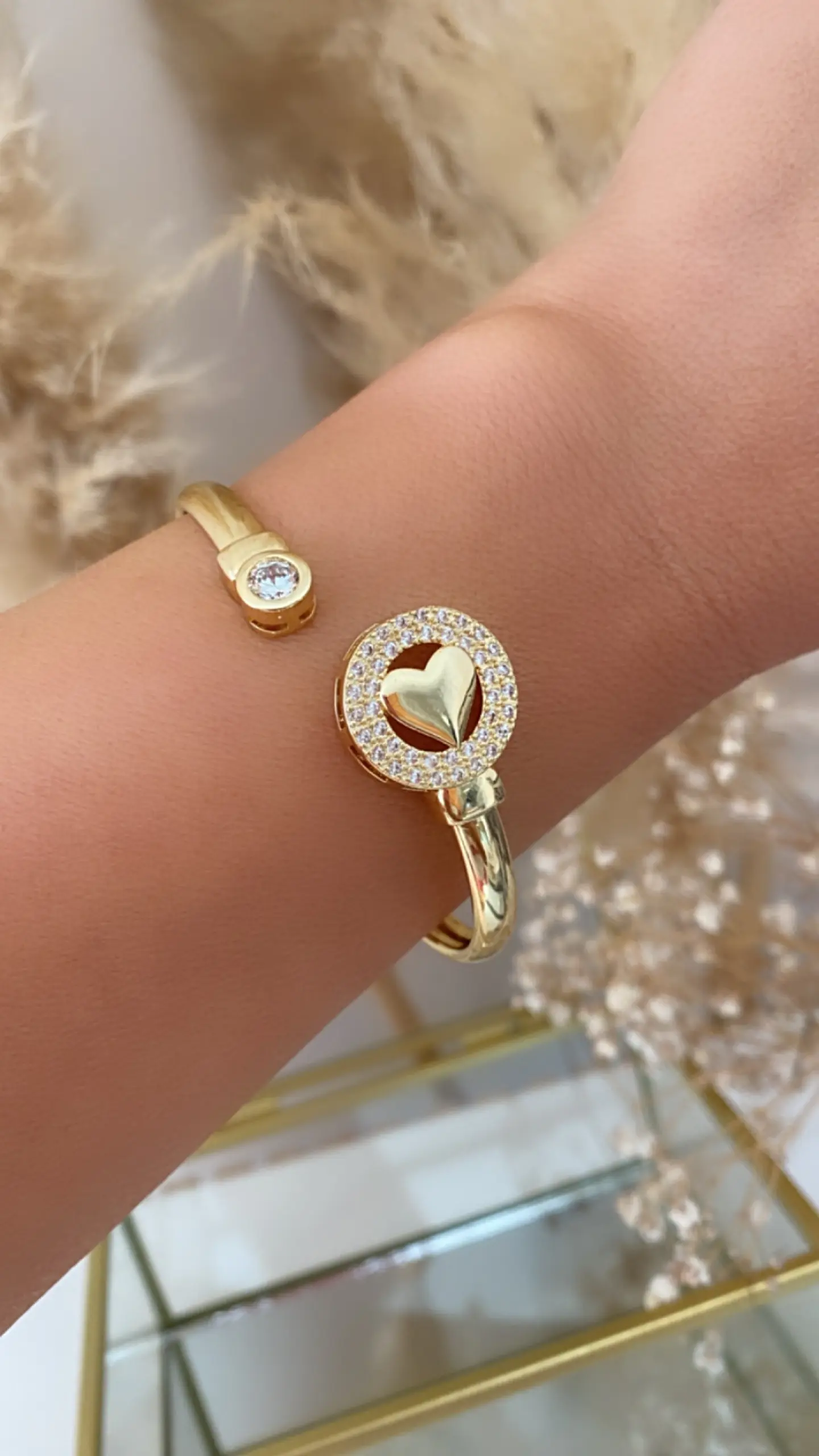 Pulsera Esclava Corazón punto de luz Gold 5