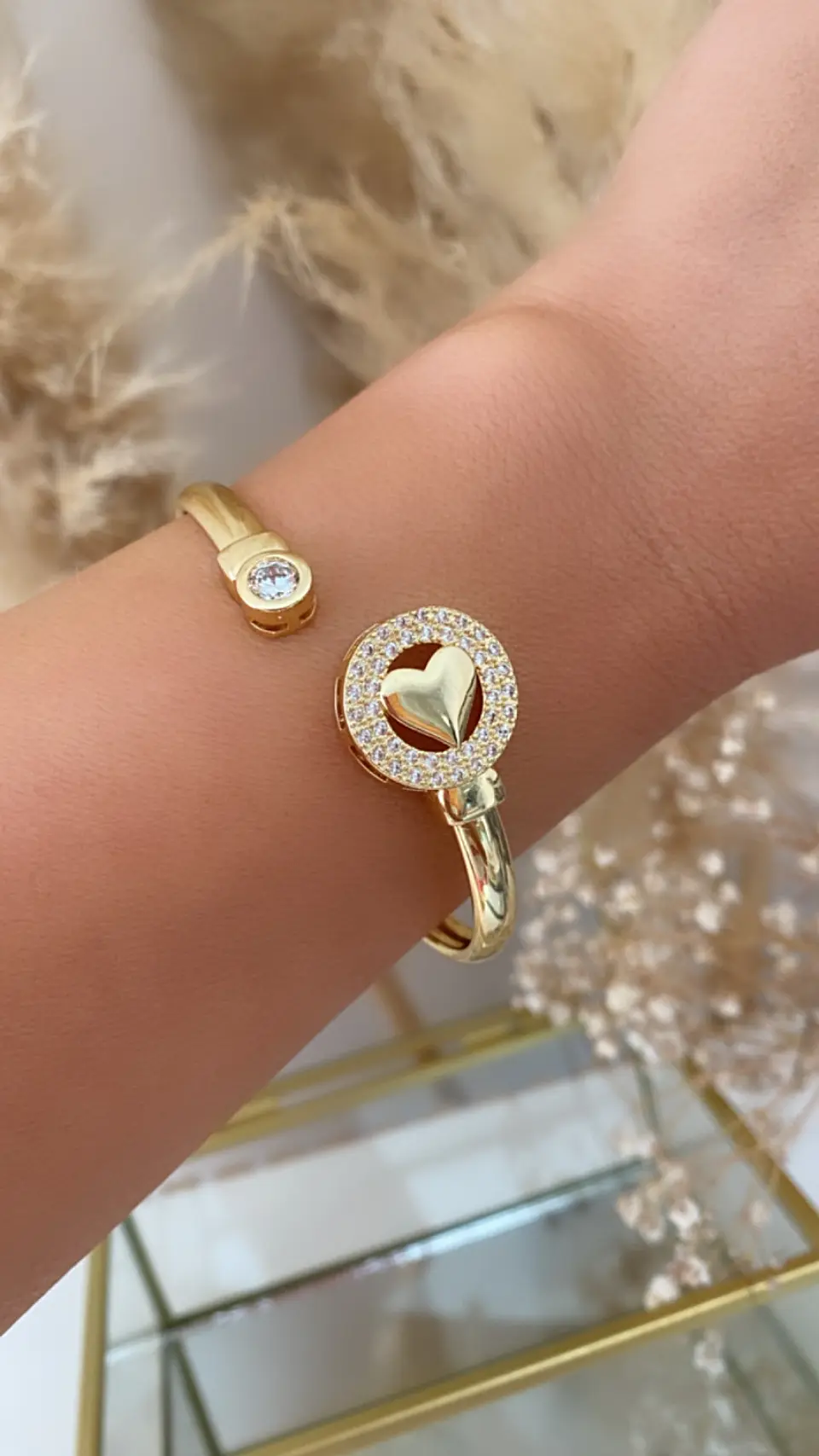 Pulsera Esclava Corazón punto de luz Gold 5