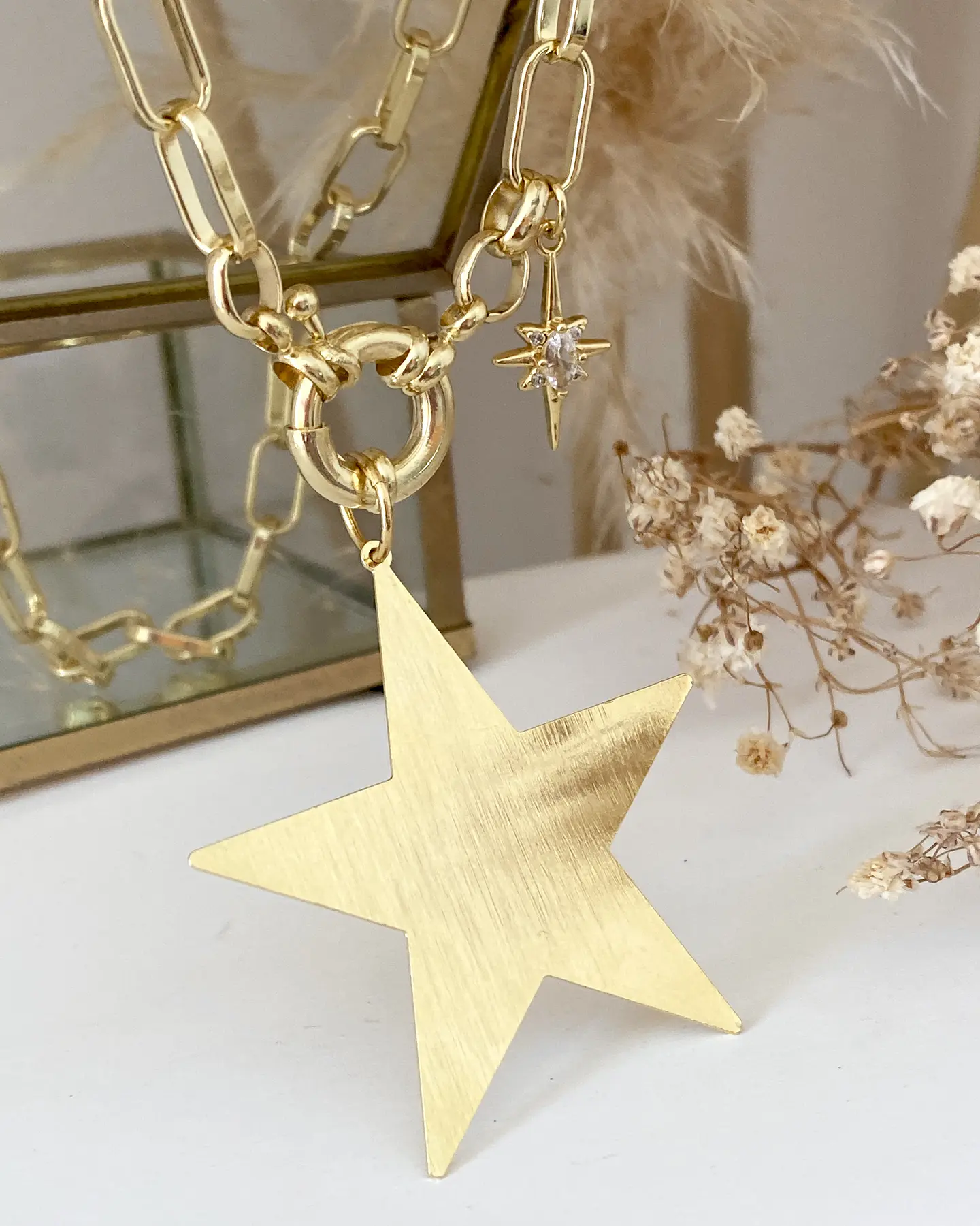 Collar Maxi Estrella Lijada punto de luz gold 2