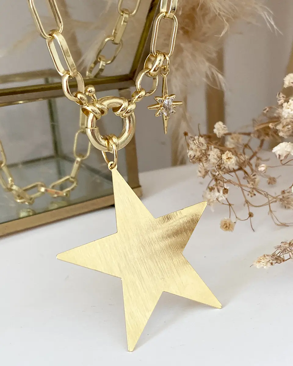 Collar Maxi Estrella Lijada punto de luz gold 2