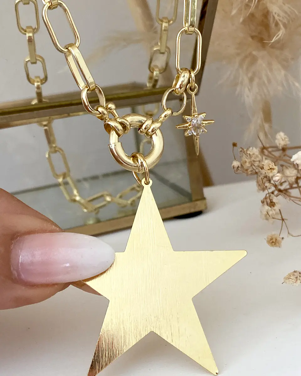 Collar Maxi Estrella Lijada punto de luz gold 4