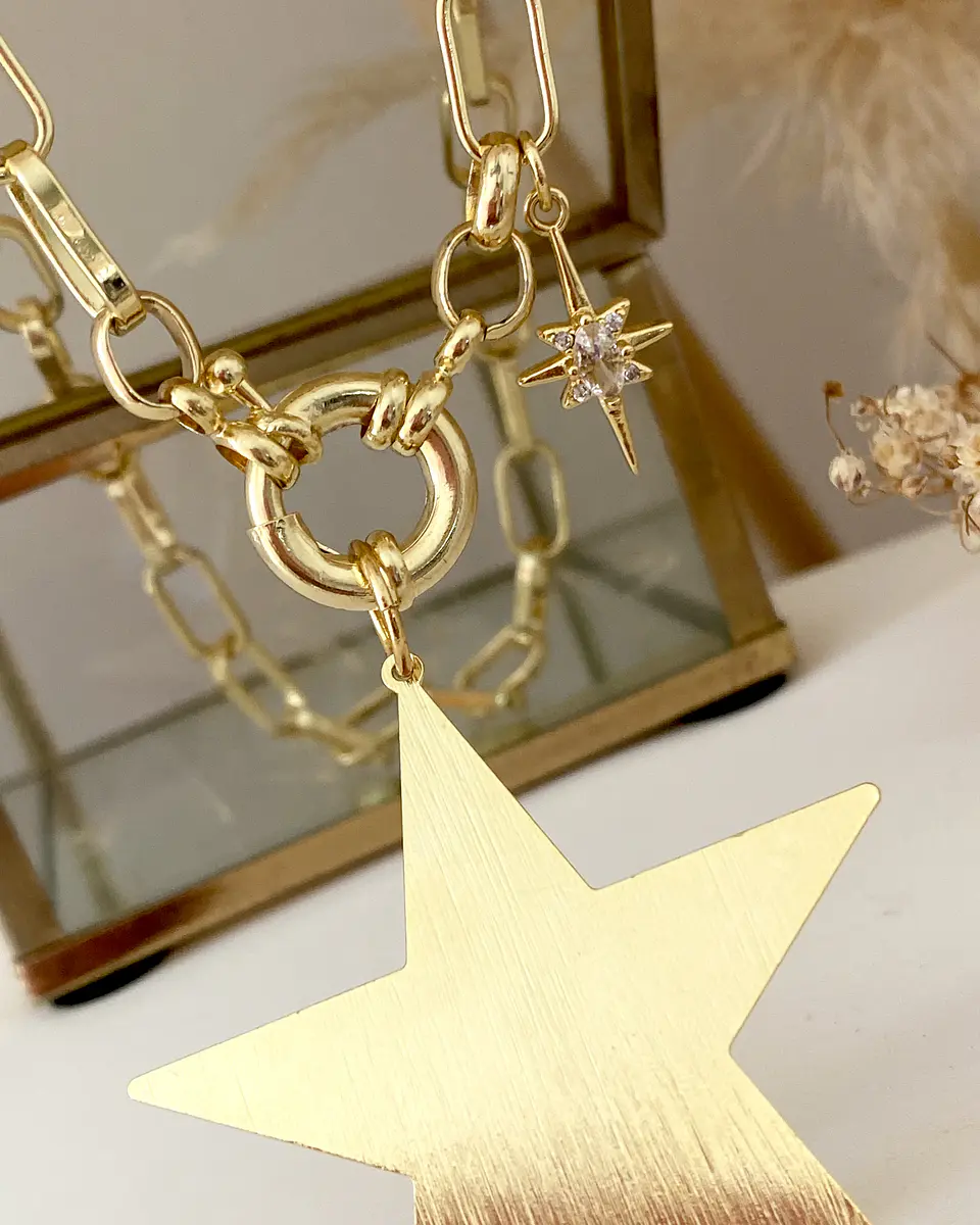 Collar Maxi Estrella Lijada punto de luz gold 5