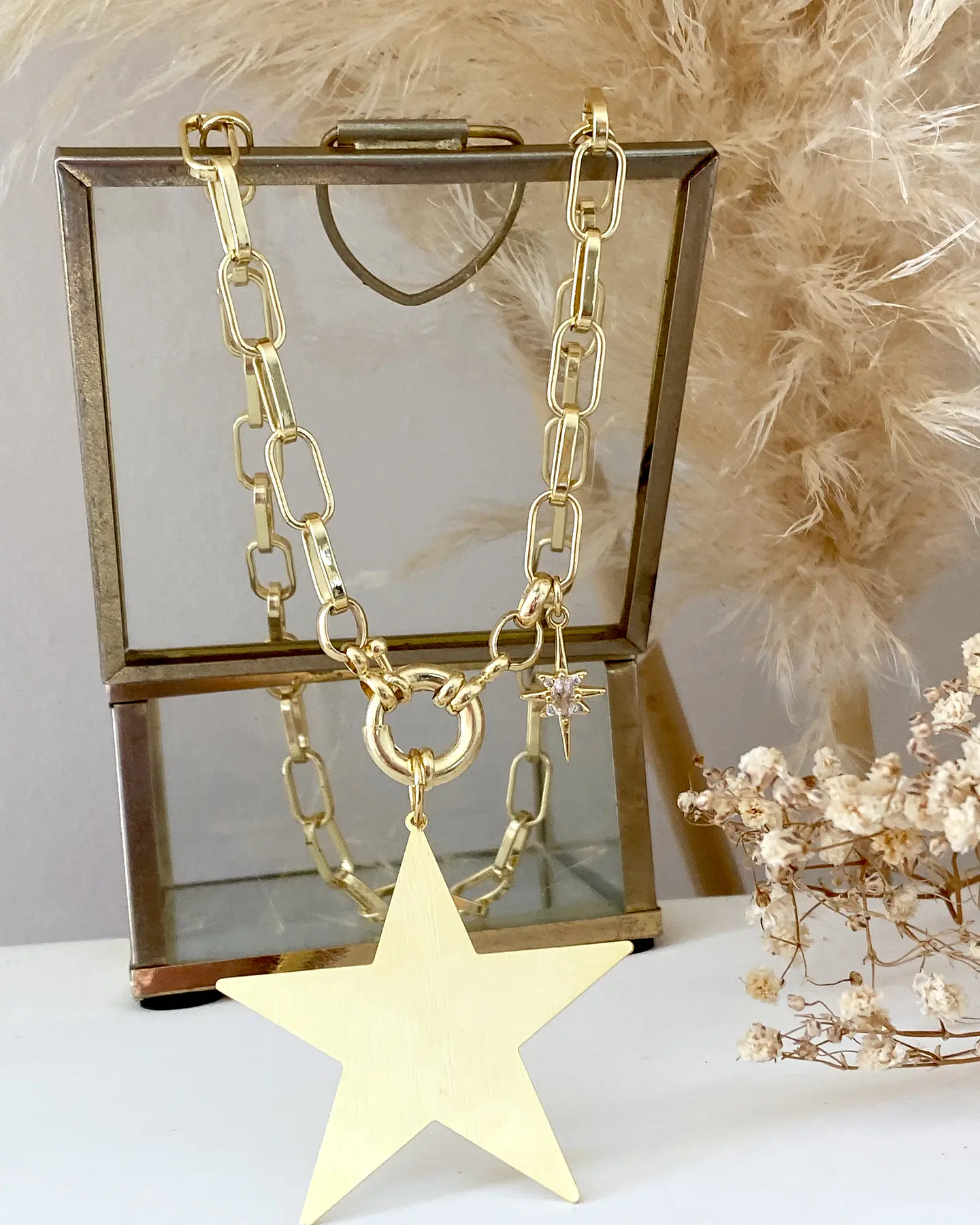 Collar Maxi Estrella Lijada punto de luz gold 6