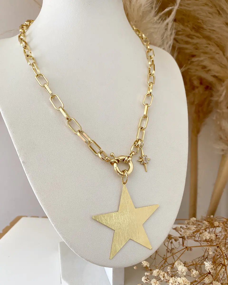 Collar Maxi Estrella Lijada punto de luz gold 3