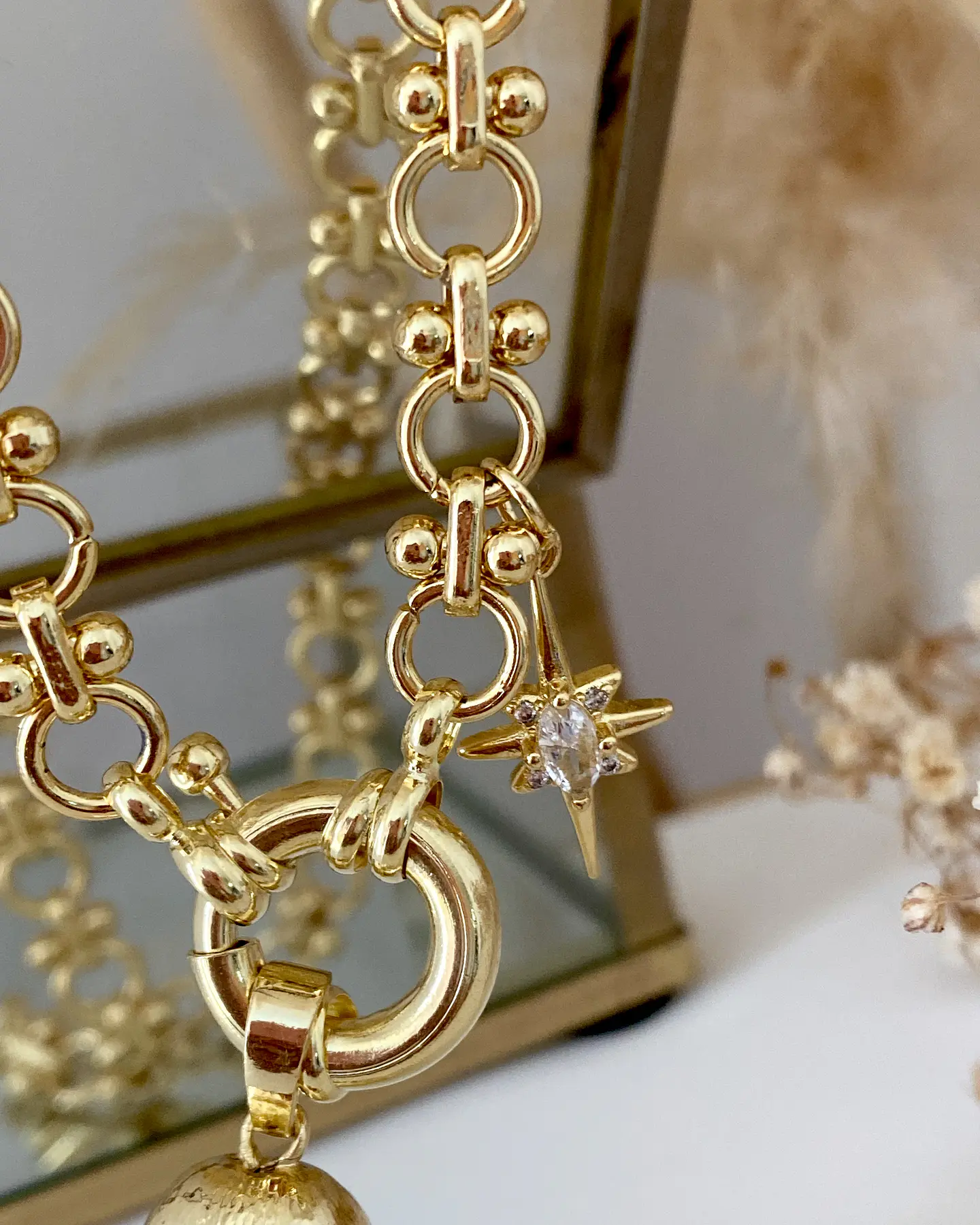 Collar Cuarzo Drusa Punto de luz gold 4