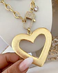 Collar XL Maxi Corazon Silueta Macizo Broche Luxury candado gold - Miniatura 3