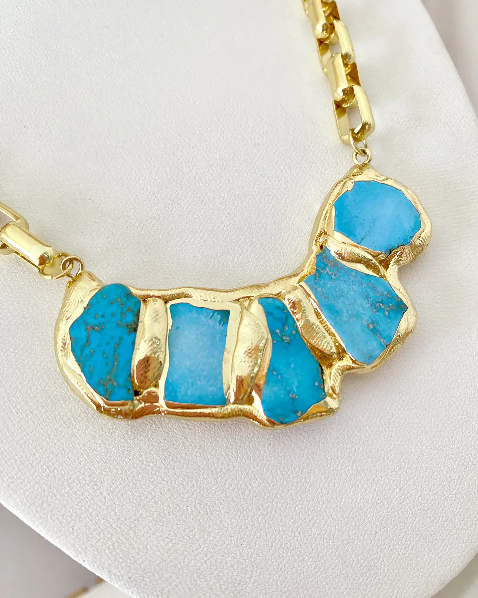 Collar Marina Turquesa Gold maxi eslabones Rectangulares  4