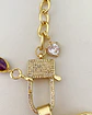 Collar XL Maxi Corazon Macizo Amatistas Gold - Miniatura 7