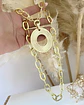Collar Maxi Medallón Círculo Silueta maxi eslabones martillados gold - Miniatura 2