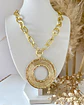 Collar Maxi Medallón Círculo Silueta maxi eslabones martillados gold - Miniatura 3