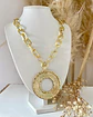 Collar Maxi Medallón Círculo Silueta maxi eslabones martillados gold - Miniatura 5