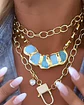 Collar Marina Turquesa Gold maxi eslabones Rectangulares  - Miniatura 2