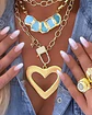 Collar XL Maxi Corazon Silueta Macizo Broche Luxury candado gold - Miniatura 1