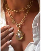 Collar XL Piedra Citrino maxi eslabones punto de luz gold  - Miniatura 1