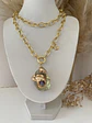 Collar XL Piedra Citrino maxi eslabones punto de luz gold  - Miniatura 4