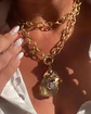 Collar XL Piedra Citrino maxi eslabones punto de luz gold  - Miniatura 6