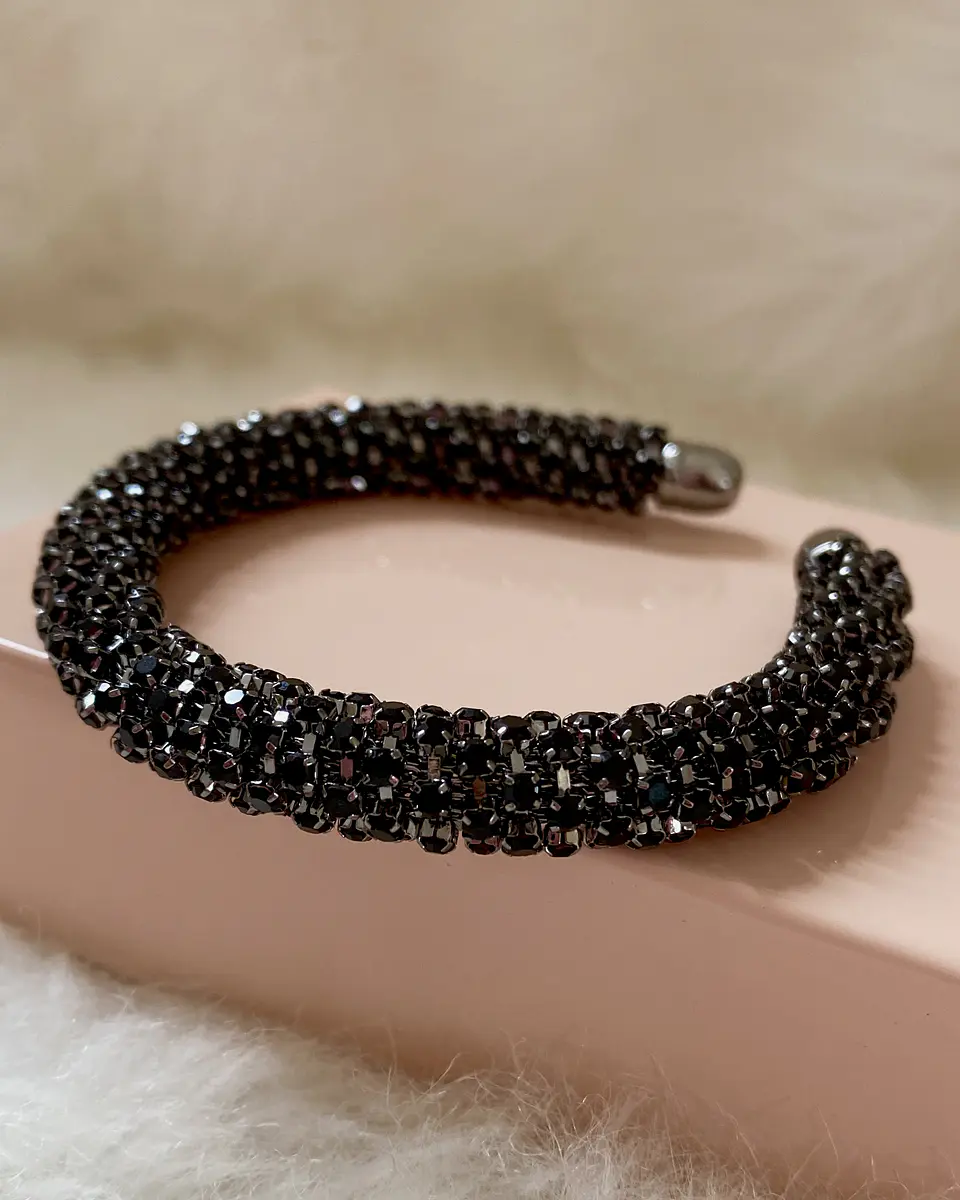 Pulsera Brazalete Cristales Black  1