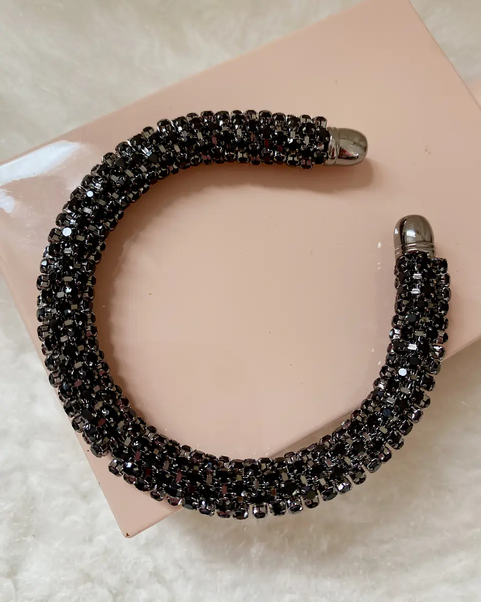 Pulsera Brazalete Cristales Black  5