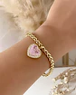 Pulsera Corazón Cristal Rosa y Circones engastados gold - Miniatura 1