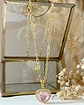 Collar Corazón Cristal Rosa Cadena Delgada Mixta   - Miniatura 5